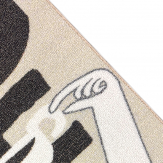 Küchenläufer Beige mit Coffee-Schriftzug und Tassenmotiven für die Küche
