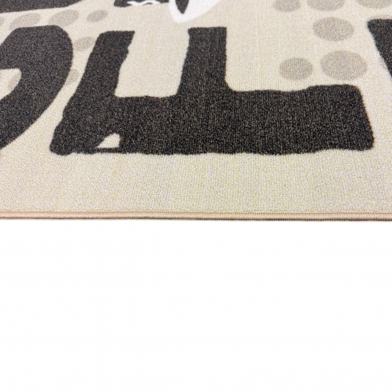 Küchenläufer Beige mit Coffee-Schriftzug und Tassenmotiven für die Küche