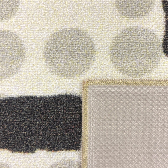 Küchenläufer Beige mit Coffee-Schriftzug und Tassenmotiven für die Küche