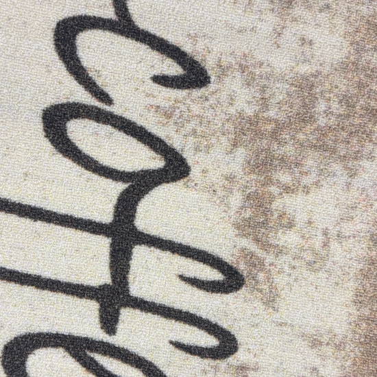 Preview: Küchenläufer Beige mit Coffee-Time-Schriftzug im Vintage-Look