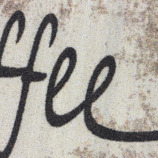 Küchenläufer Beige mit Coffee-Time-Schriftzug im Vintage-Look