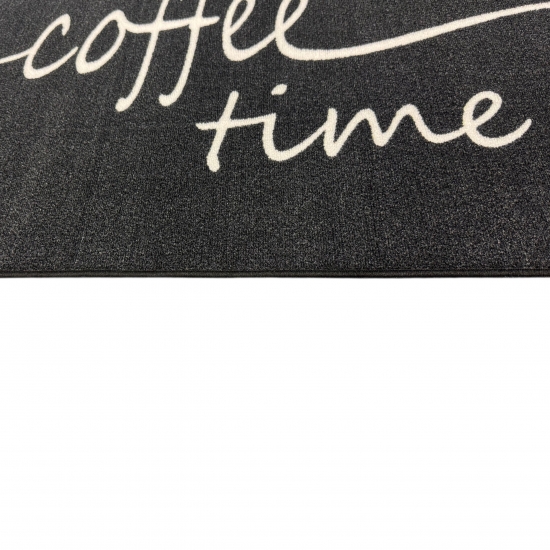 Küchenläufer Schwarz mit Coffee-Time-Schriftzug für die Küche
