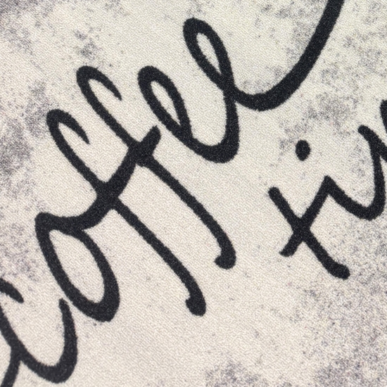 Preview: Küchenläufer Grau mit Coffee-Time-Schriftzug und melierter Optik