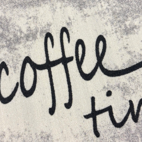 Preview: Küchenläufer Grau mit Coffee-Time-Schriftzug und melierter Optik