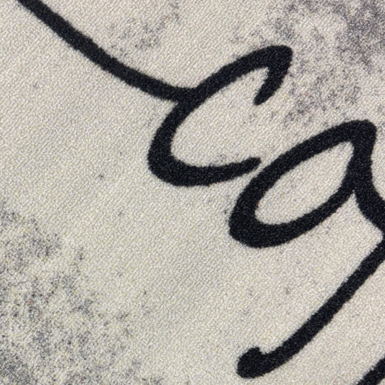 Preview: Küchenläufer Grau mit Coffee-Time-Schriftzug und melierter Optik