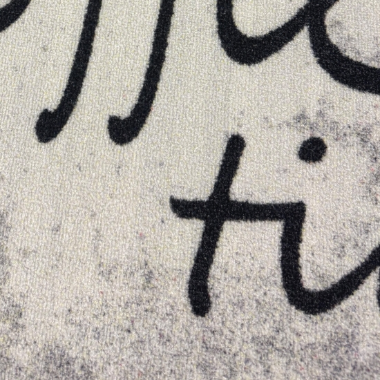 Küchenläufer Grau mit Coffee-Time-Schriftzug und melierter Optik