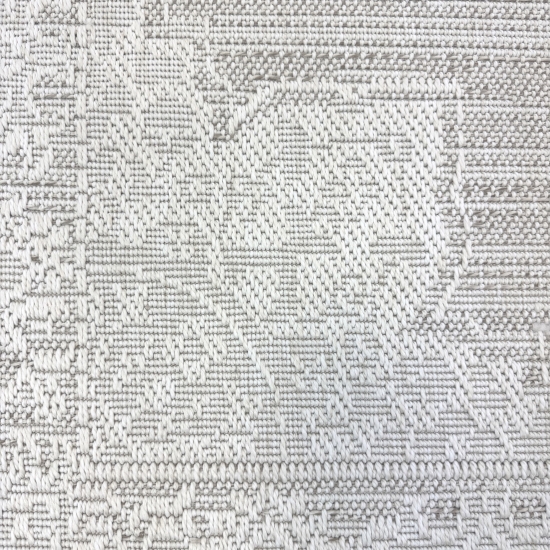Preview: Teppich Greige Creme Vintage Ornament In & Outdoor Flachgewebe