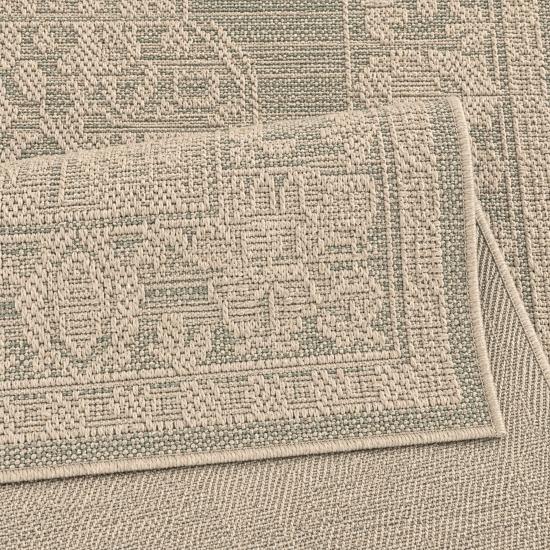 Teppich Grün Braun Ornamentmuster für Innen und Außen