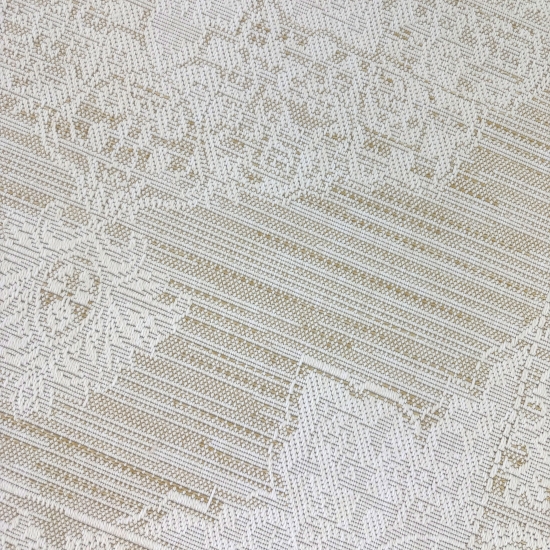 Preview: Teppich Beige Creme mit Vintage Ornament für Innen und Außen