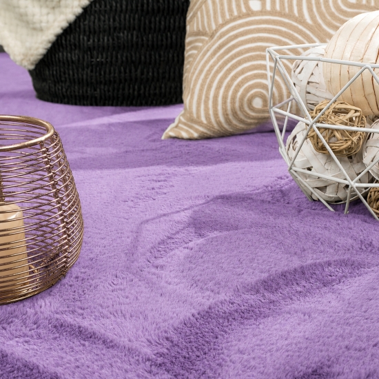 Teppich Flieder Hasenfell-Optik seidig weich Schlafzimmer Kurzflor