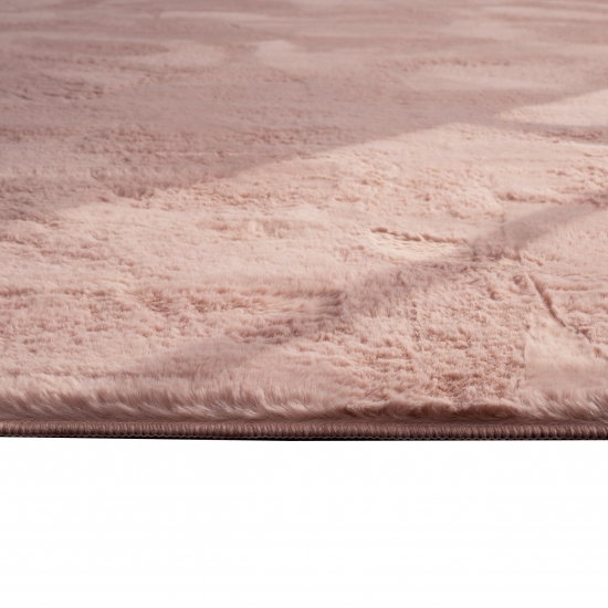 Teppich rosa samtig weich Hasenfell-Optik mit sanftem Glanz