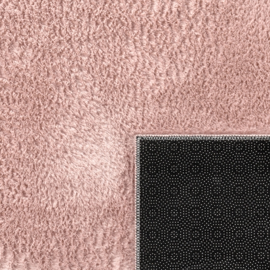 Teppich rosa samtig weich Hasenfell-Optik mit sanftem Glanz