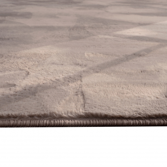 Teppich taupe samtig weich Hasenfell-Optik mit sanftem Glanz