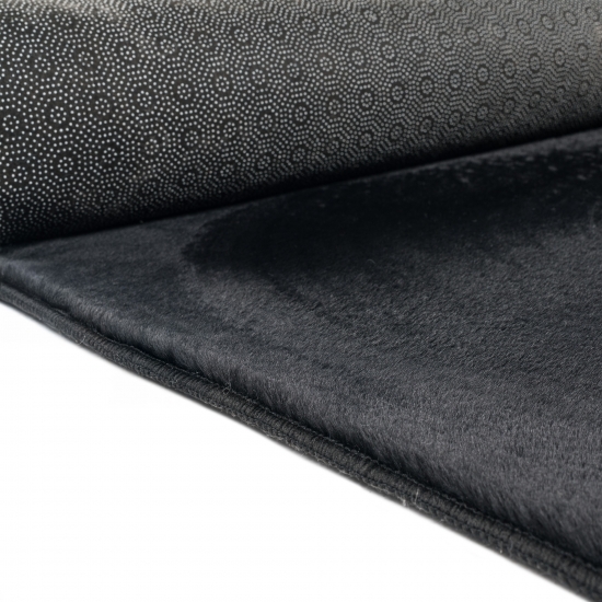 Teppich schwarz samtig weich Hasenfell-Optik mit sanftem Glanz
