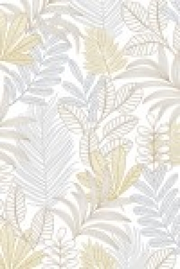 Exotischer Teppich Stilvoll Pflegeleicht mit Blättermuster in Creme Gold