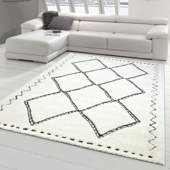 Flauschiger Teppich mit modernen Flachgewebe Mustern geometrisch