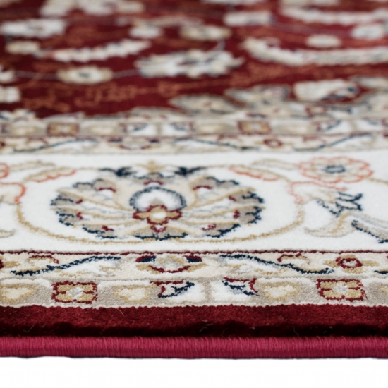 Teppich Rot Creme mit Medaillon Ornamenten und weicher Oberfläche