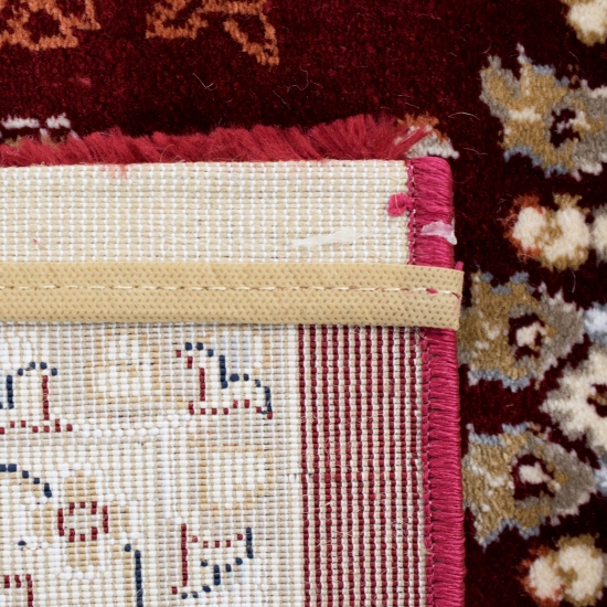 Teppich Rot Creme mit Medaillon Ornamenten und weicher Oberfläche