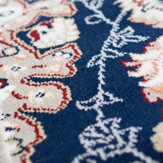 Preview: Flurläufer mit eleganten Verzierungen in blau