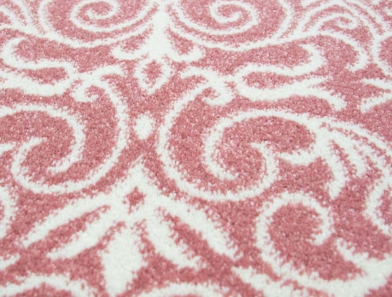 Designer Teppich Moderner Teppich Wohnzimmer Teppich Kurzflor Teppich mit Bordüre Pastellfarben Rosa Creme