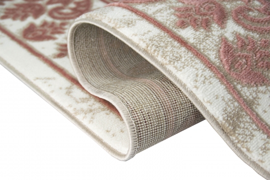 Wohnzimmerteppich mit Ornamenten Teppich Vintage in Rosa Beige Creme