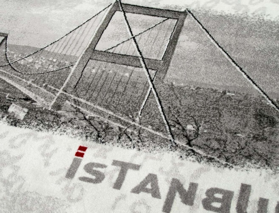 Preview: Designer Teppich Moderner Teppich Wohnzimmer Teppich Istanbul Motiv Grau Creme Rot Schwarz