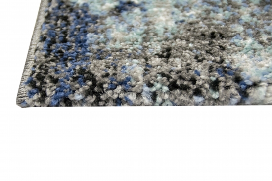 Designer und Moderner Teppich Wohnzimmerteppich in Blau Grau Creme