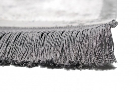 Wollteppich hochwertiger Teppich klassisch mit Ornamenten aus Naturfasern in grau
