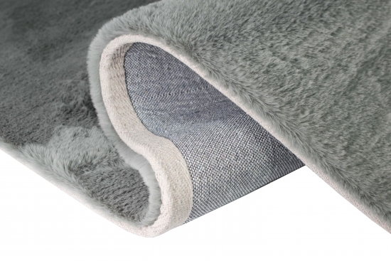 Teppich Kunstfellteppich Hochflor Faux Fur Hasenfell uni grau