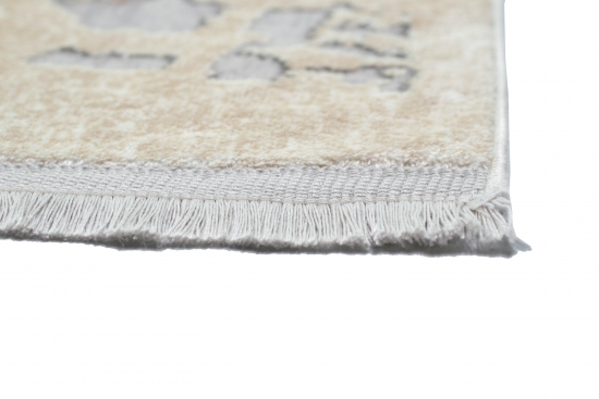 Wollteppich Designerteppich Teppich abstrakt aus Naturfasern in beige grau