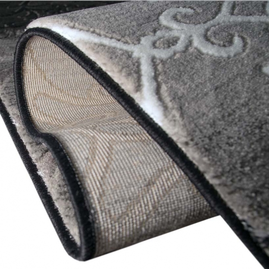 Designer Teppich Moderner Teppich Wohnzimmer Teppich Kurzflor Teppich mit Konturenschnitt Karo Muster Schwarz Weiß Grau