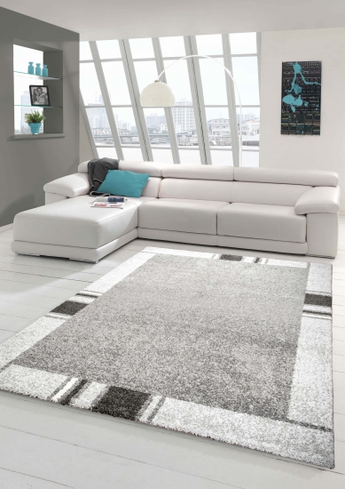 Designer Teppich Moderner Teppich Wohnzimmer Teppich Kurzflor Teppich Barock Design Grau Beige