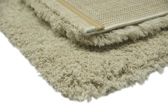 Shaggy Teppich Micro Polyester Hochflor Langflor Teppich Wohnzimmer Teppich Gemustert in Uni Design Mocca Beige