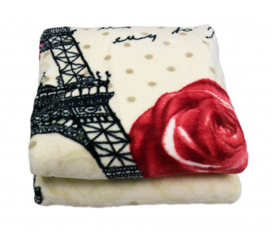 Decke Wohndecke Spieldecke Kuscheldecke Kinderdecke mit Eiffelturm Design in Taupe Braun Creme Rot Schwarz