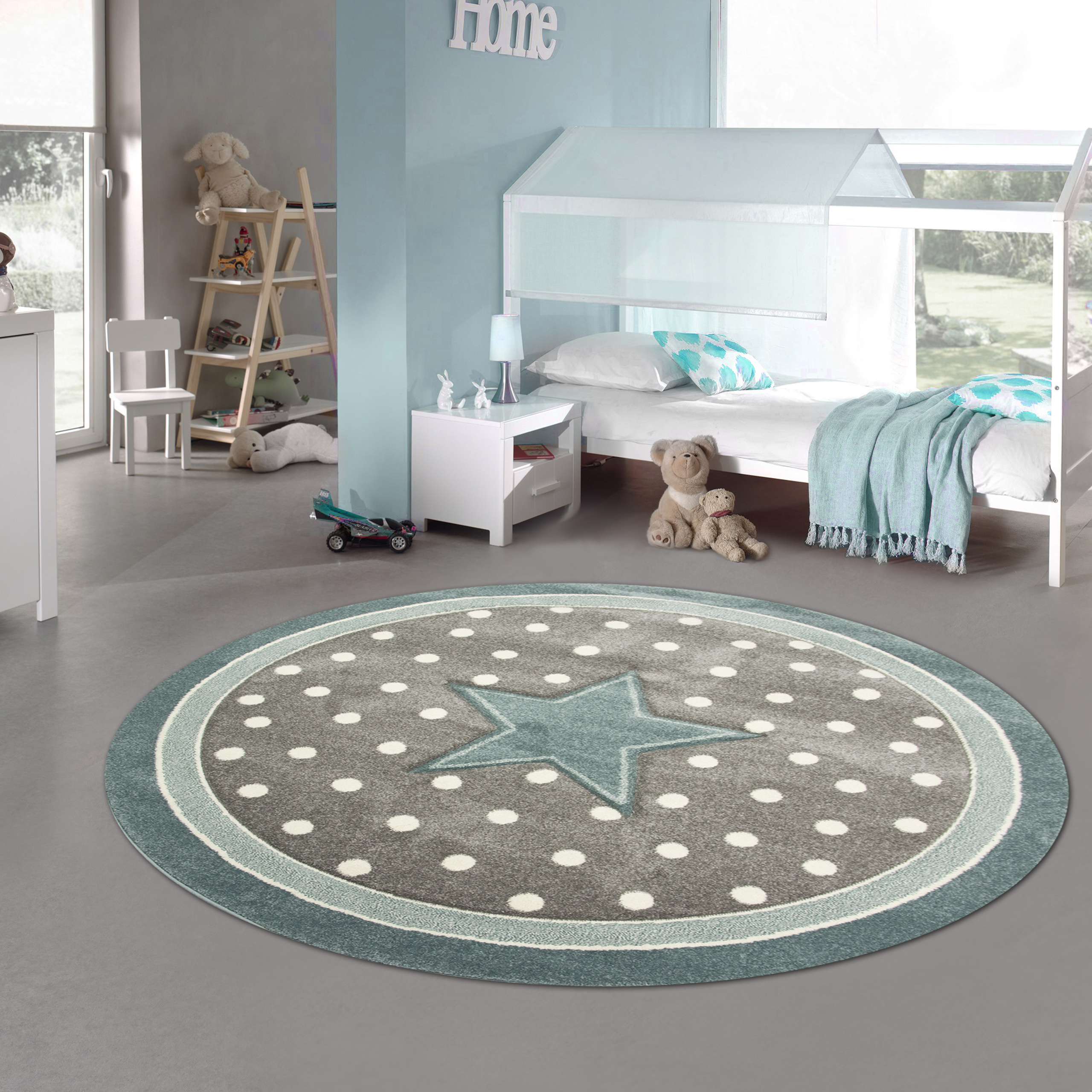 Teppich für Kinderzimmer mit Stern: Pflegeleicht, Allergiker geeignet und  preiswert