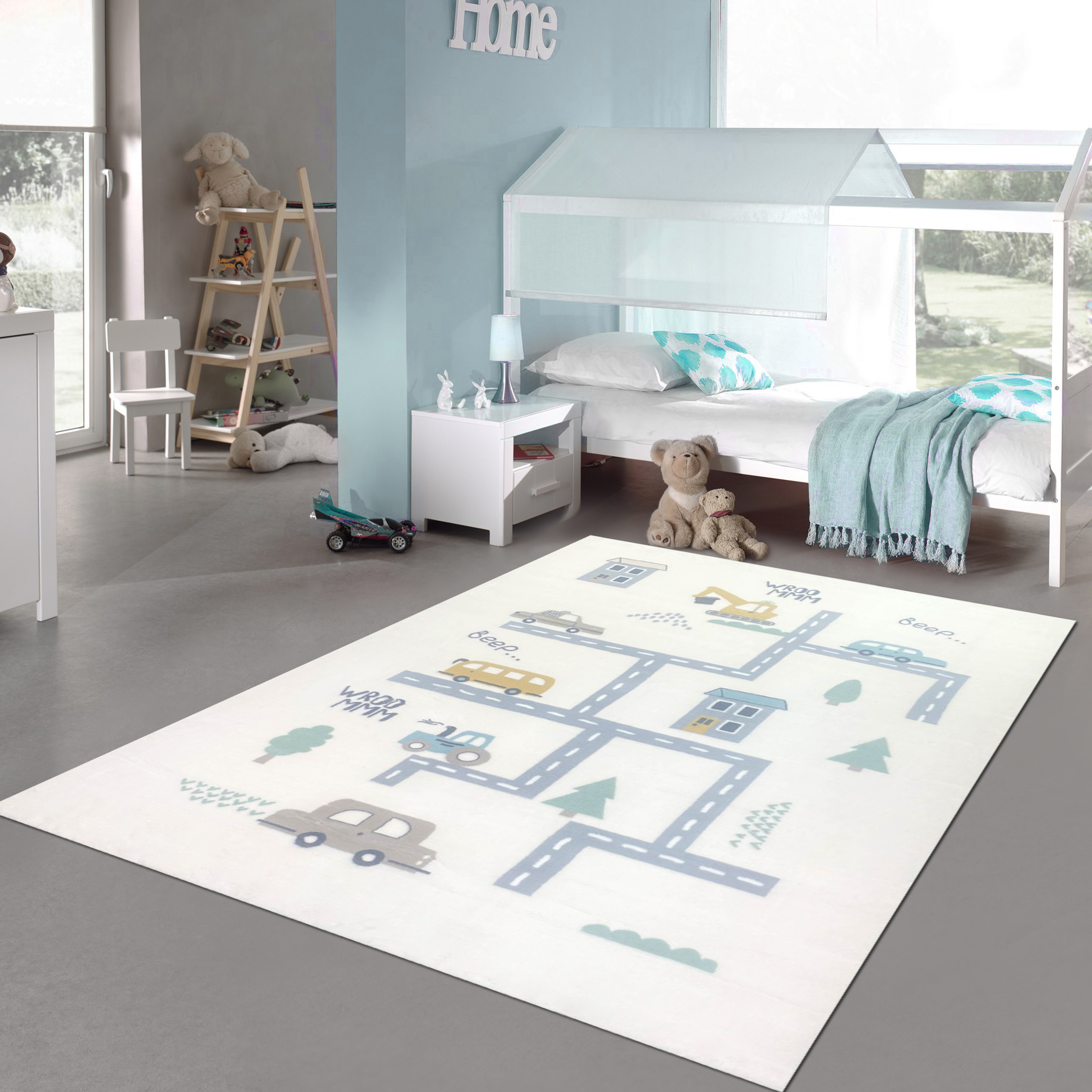 Kinderzimmer-Teppich mit Straßen, Teppich-Traum