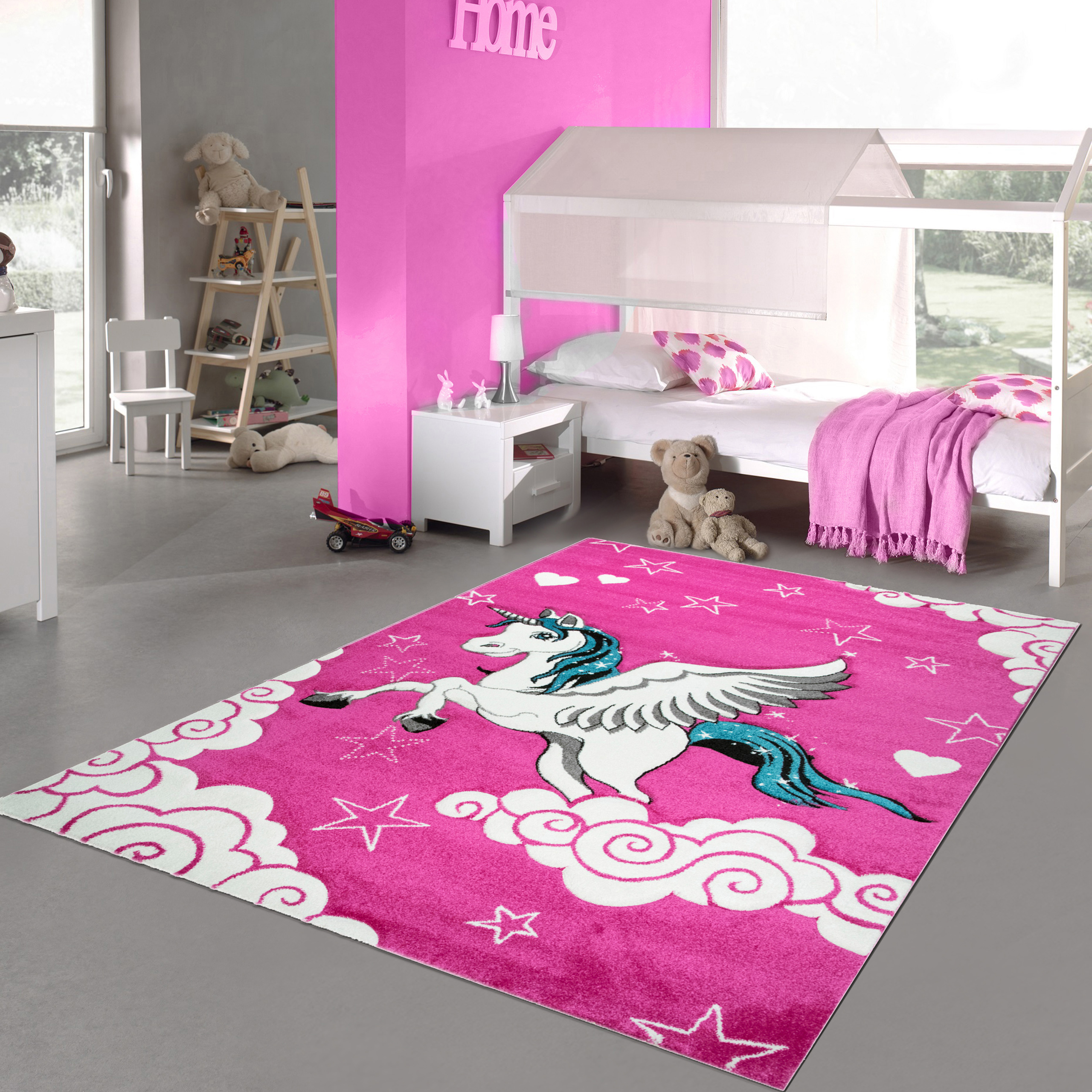| Teppich-Traum preiswert Kinderzimmer mit Einhorn: geeignet und Teppich Allergiker Pflegeleicht, für