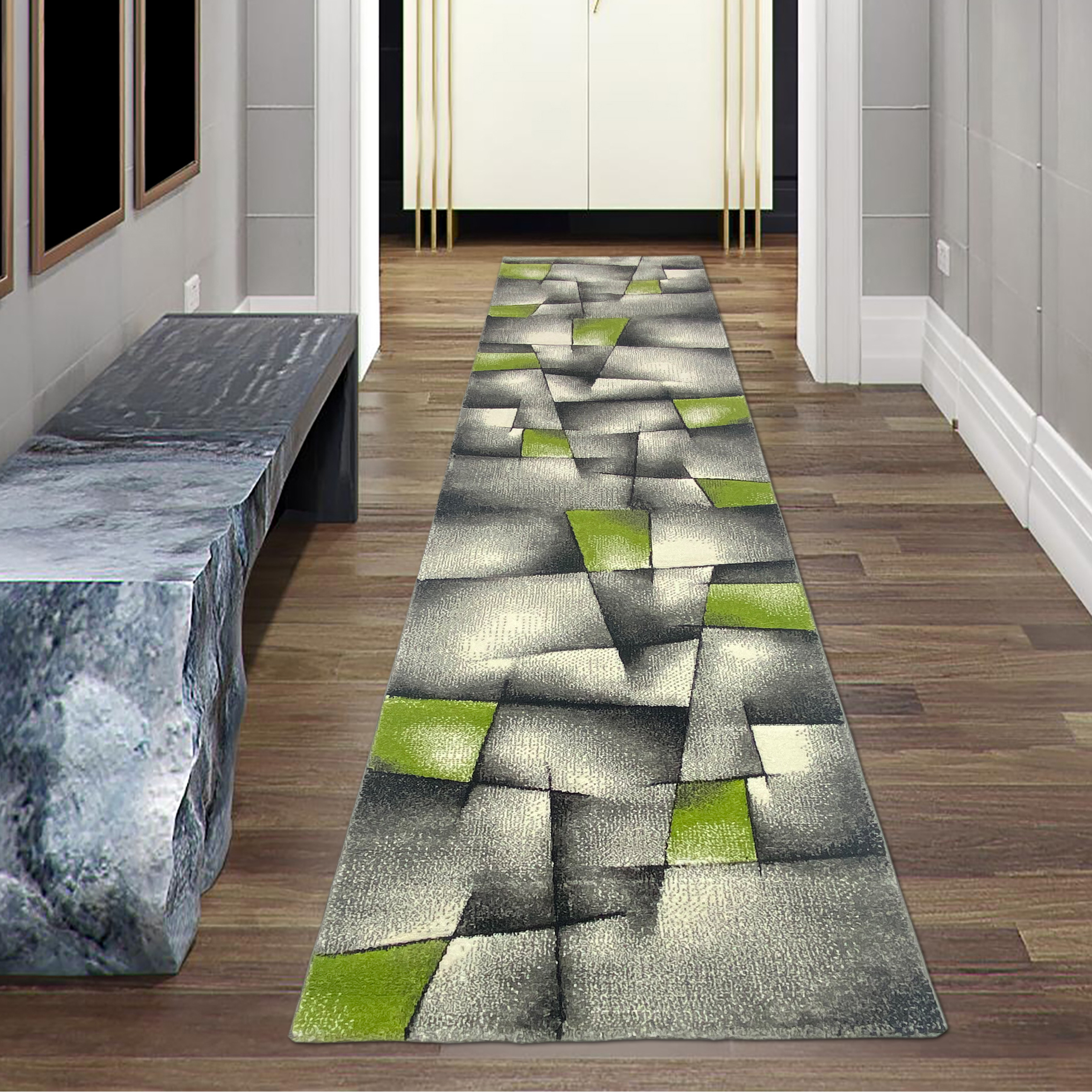  RUGMRZ Teppiche, Dämm- & Schutzmatten 50 x 70 cm Niedriger Samt  Teppich graugrün Minimalist isches Design Moderne Wohnzimmer Dekoration  rutsch fest Teppich Für Esszimmer