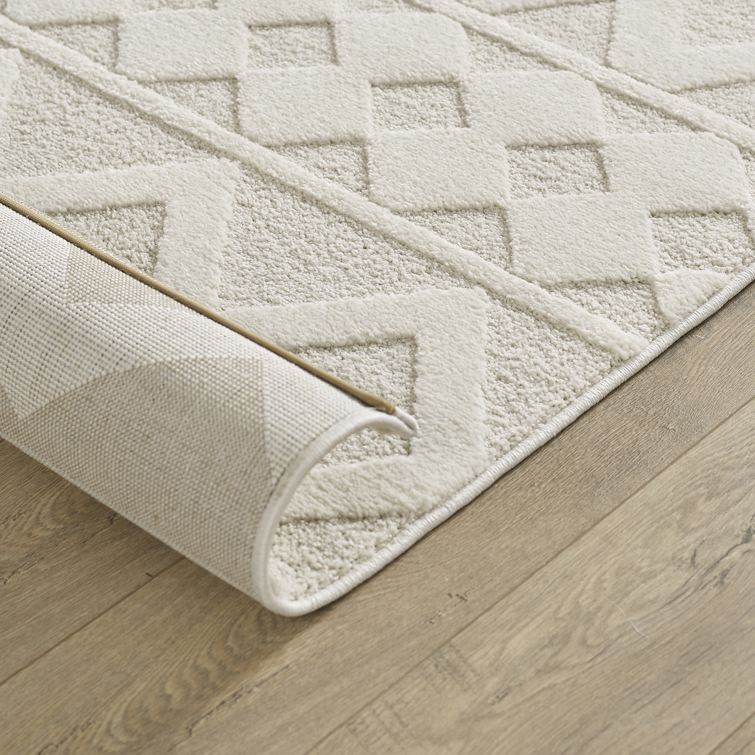 Rautenmuster Teppich in Creme | Teppich-Traum