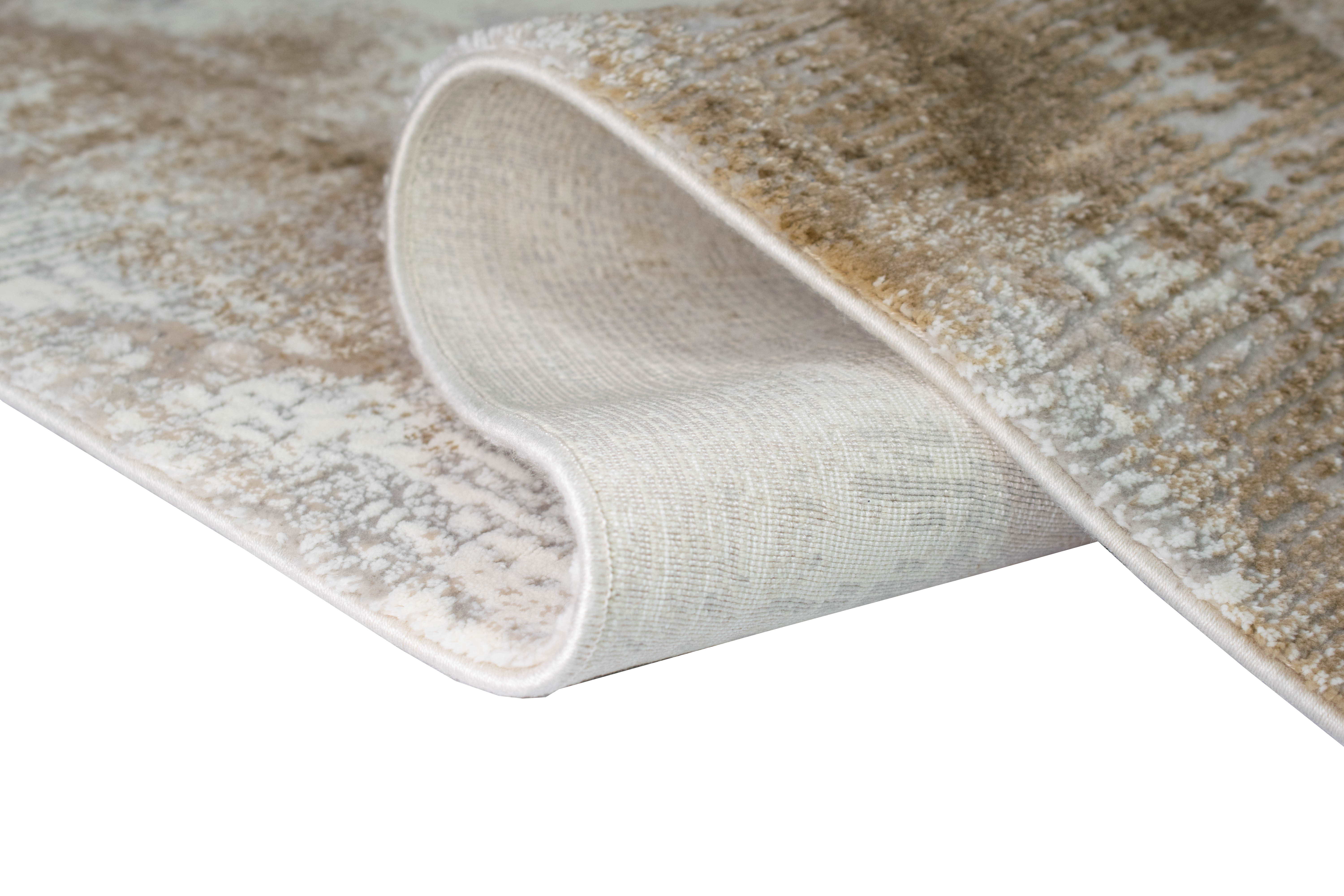 Wollteppich Teppich modern Wohnzimmerteppich Wolle abstrakt in beige 