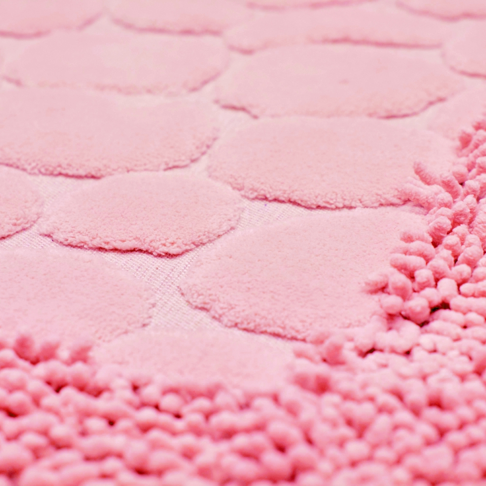 Badezimmerteppich Set 2 teilig • waschbar • Steinoptik pinkfarben