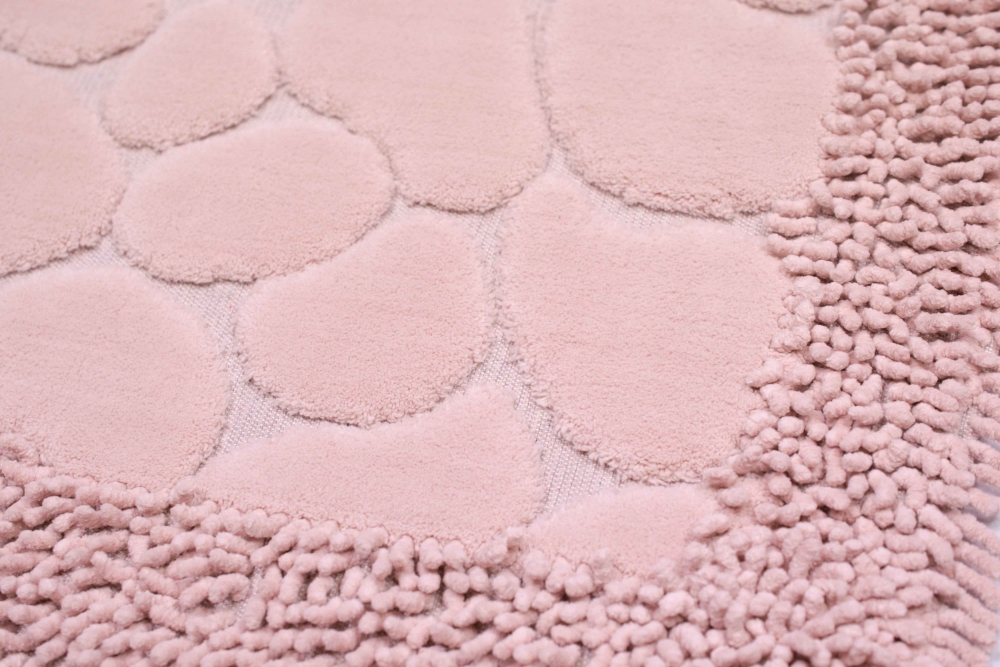 Badezimmerteppich Set 2 teilig • waschbar • Steinoptik in rosa