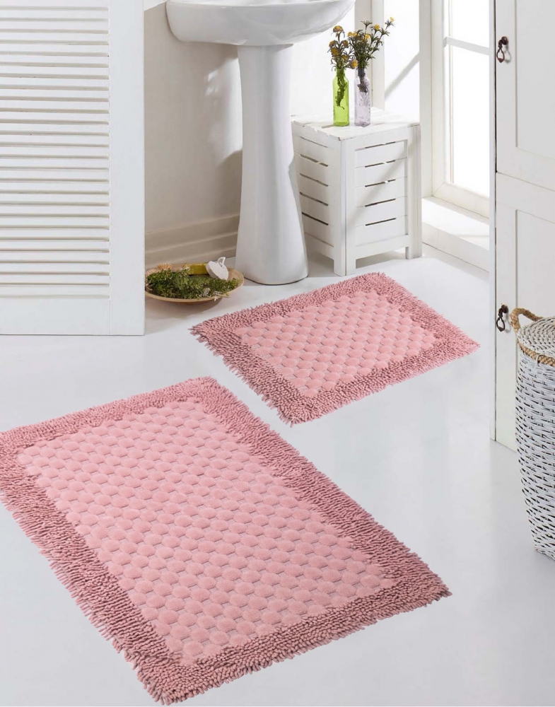 Badezimmerteppich Set 2 teilig • waschbar • in rosa