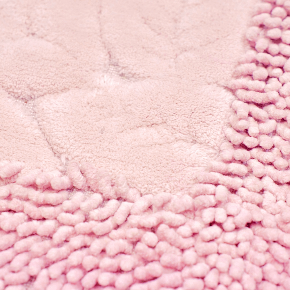 Badezimmerteppich Set 2 teilig • waschbar • Blätterdesign in pink