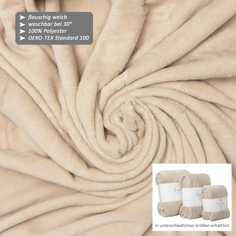 Bettdecken Überwurf flauschig-weich • Couch & Sofa • beige