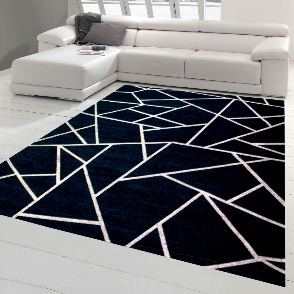 Orientteppich Wohnzimmer Teppich / Läufer - Geometrisches Muster in Schwarz Bronze