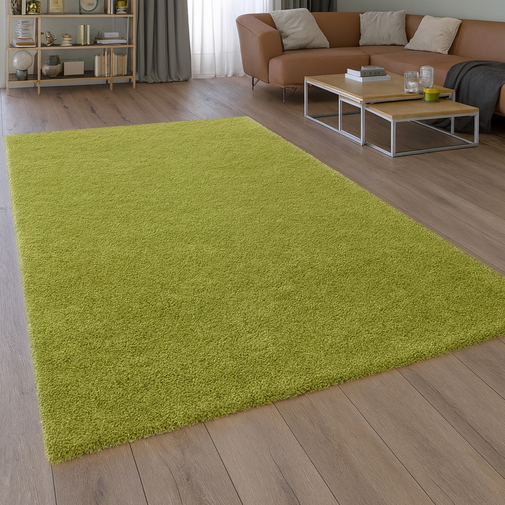Shaggy Teppich in Naturgrün für Wohnzimmer und Schlafzimmer – weich, gemütlich und stilvoll