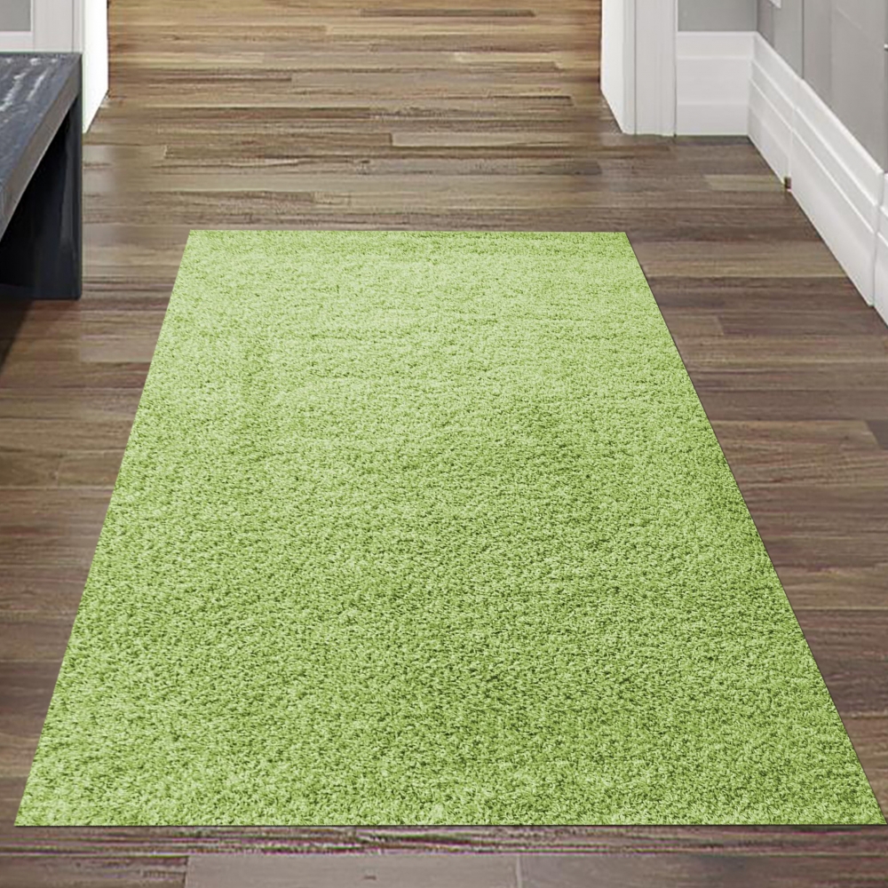 Shaggy Teppich Hochflor Langflor Teppich Wohnzimmer Teppich Gemustert in Uni Design Grün