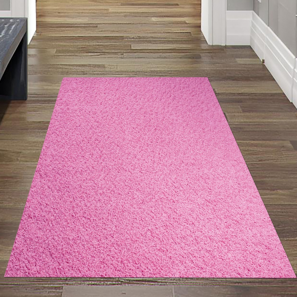 Shaggy Teppich - 200x290 cm - Hochflorteppich Wohnzimmer in Uni Design Pink
