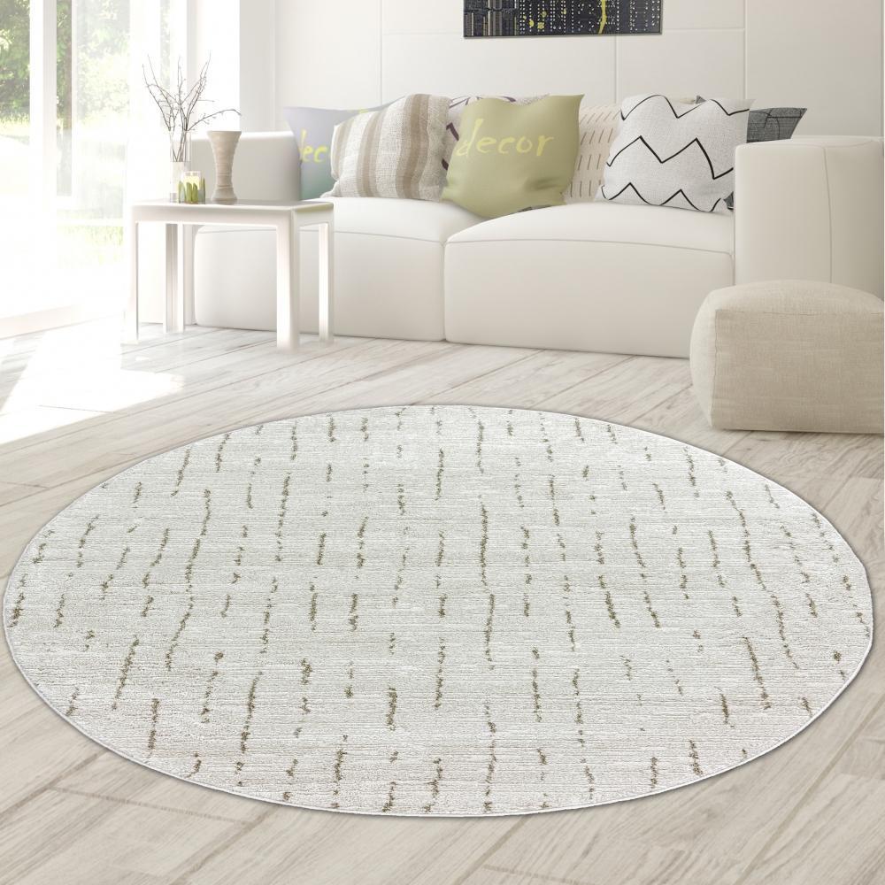 Teppich Wohnzimmer Schlafzimmer Strich Muster kuschelig creme mit beige/braunen Streifen